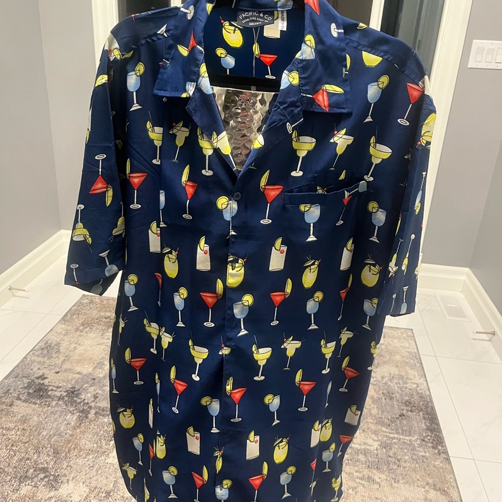 Pacific and Co mens take me on holidays cocktail evening shirt size large new! - Picture 6 of 16
